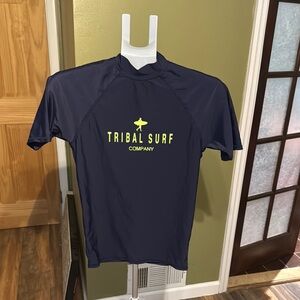 Tribal Kids Swim Rashguard - Navy and Neon Yellow